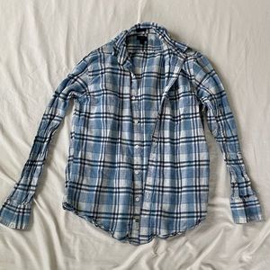 J Crew slim blue plaid button down shirt